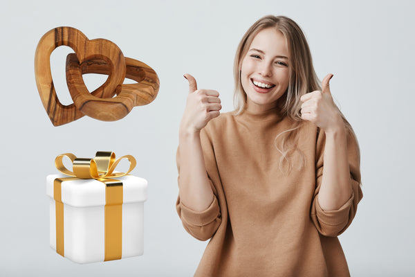 Olive Wood Connected Hearts | A Great Gift on Valentine, Engagement and Wedding