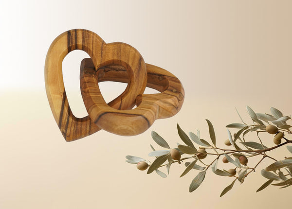 Olive Wood Connected Hearts | A Great Gift on Valentine, Engagement and Wedding