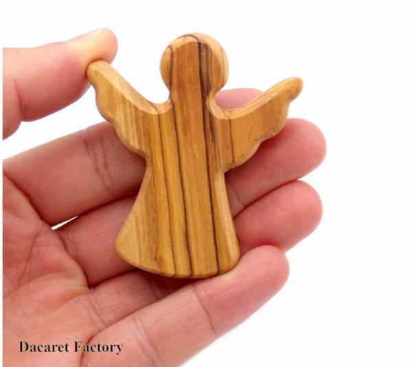 Olive Wood Guardian Angel | Gifts for Baptism, First Communion, Confirmation, Healing, Protection and Traveling. | Favor and Baby Shower| Gender Reveal Ideas