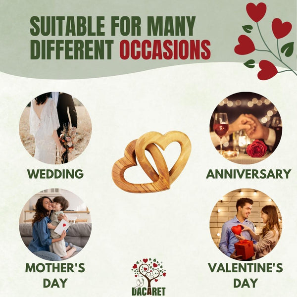 Olive Wood Connected Hearts | A Great Gift on Valentine, Engagement and Wedding