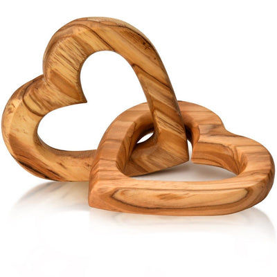 Personalized Olive Wood Connected Hearts