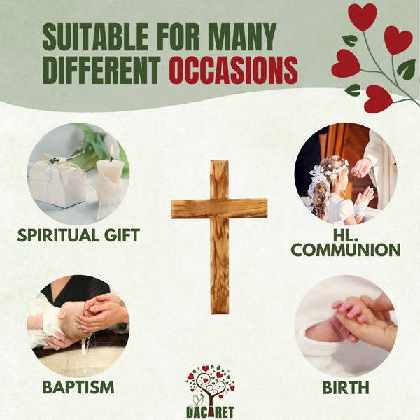 Wall Cross, Crosses from Bethlehem, 10'' - 25CM, Holy Land. Olive Wood Crucifix. Hanging Home Decor. Gift for Godparents, Grandchildren, New House, Christmas or Easter