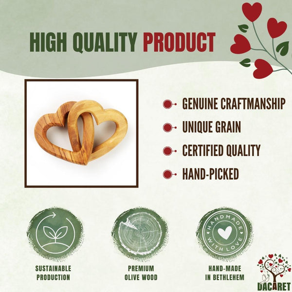 Olive Wood Connected Hearts | A Great Gift on Valentine, Engagement and Wedding