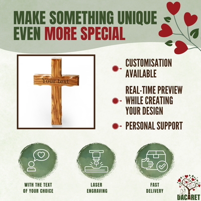 10'' Customized Wall Cross from Bethlehem, Holy Land | Olive Wood Crucifix
